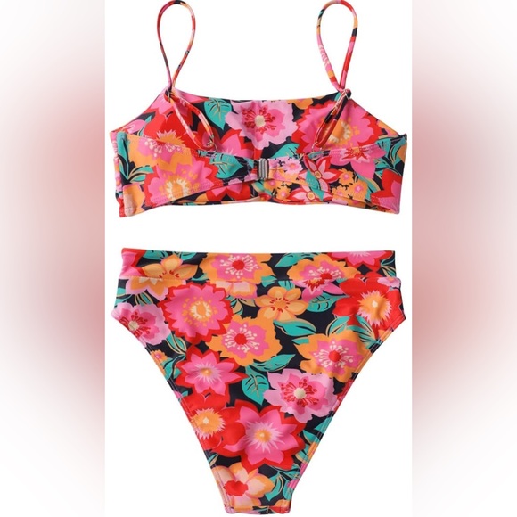 MOSHENGQI Women High Wasited Swimsuit Shoulder Strap 2 Piece High Cut String - Picture 3 of 7